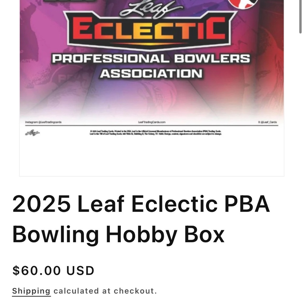 2025 Leaf Eclectic PBA Bowling Hobby Box